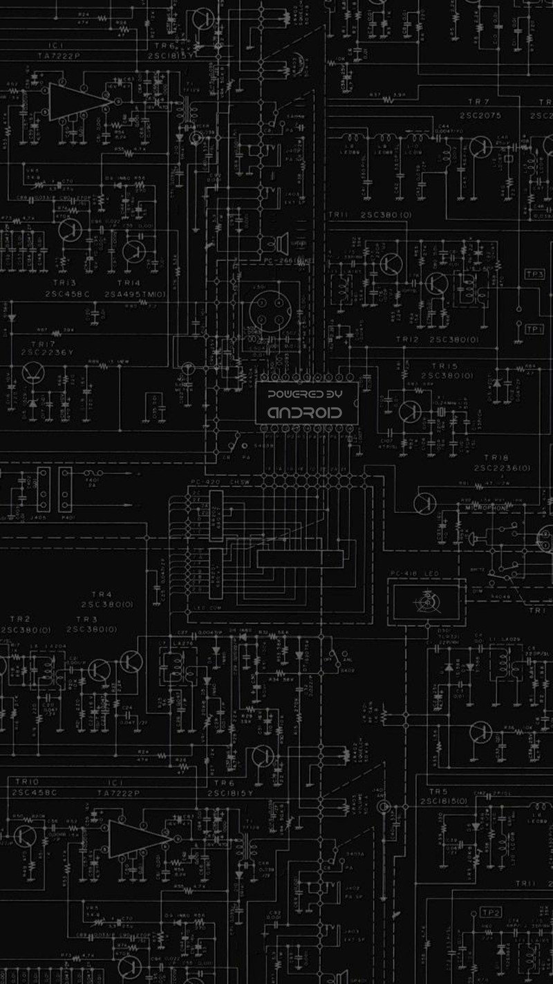 Черно-белая фотография печатной платы с множеством схем (android, чёрный, circuitry, тёмный, материнская плата)