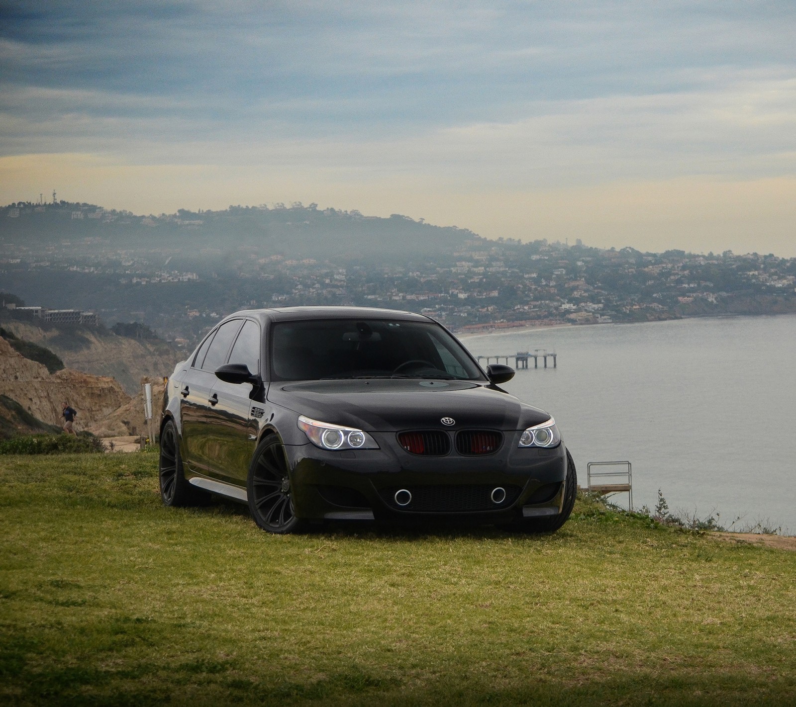 Lade schwarz, bmw, e60, m5, sedan Hintergrund herunter