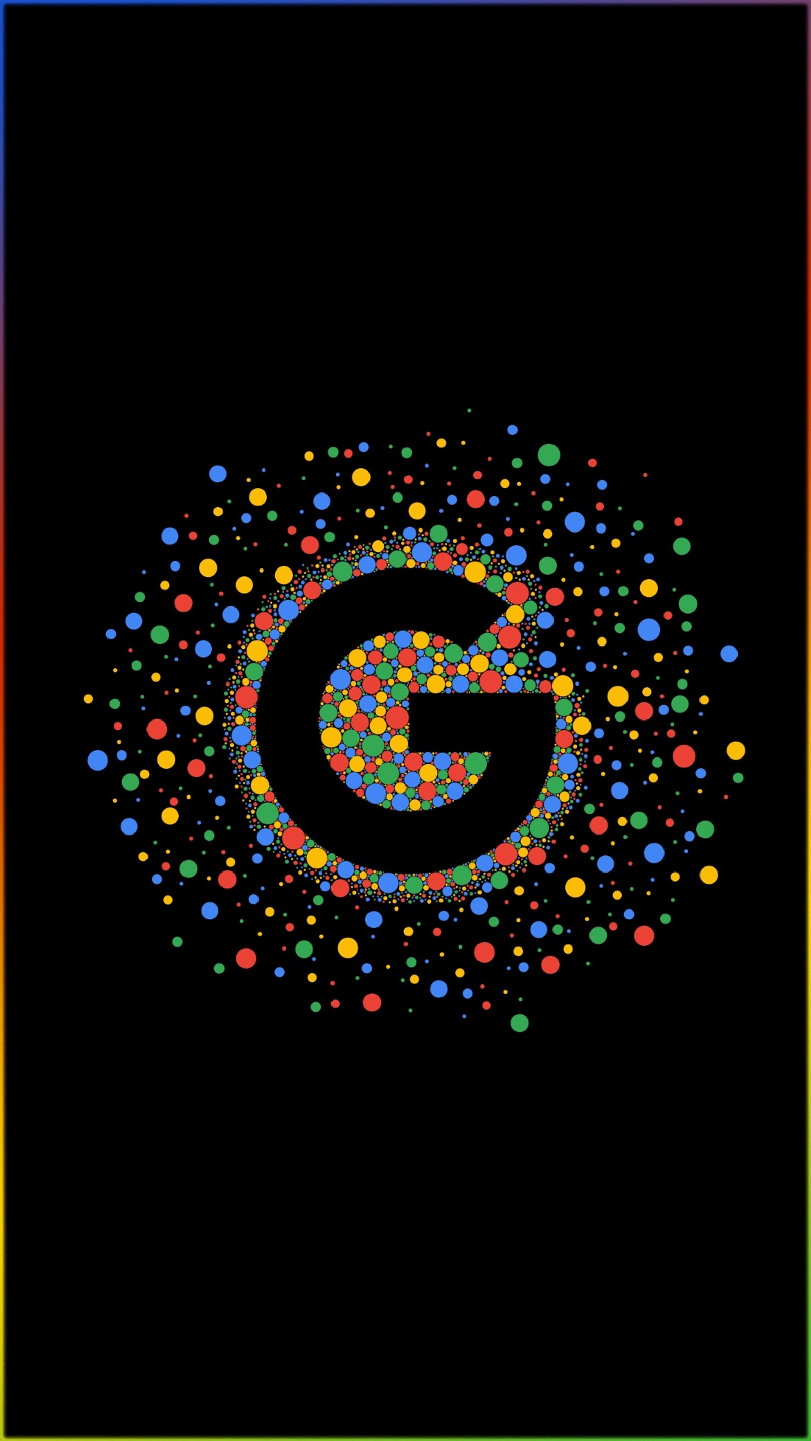 Un primer plano de un círculo colorido con la letra g en el medio (abstracto, android, colorido, google, logotipo)