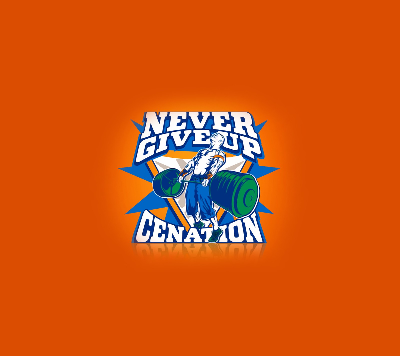 Un primer plano de un logo sobre un fondo naranja (cena, cenation, john cena, motivación, nunca te rindas)