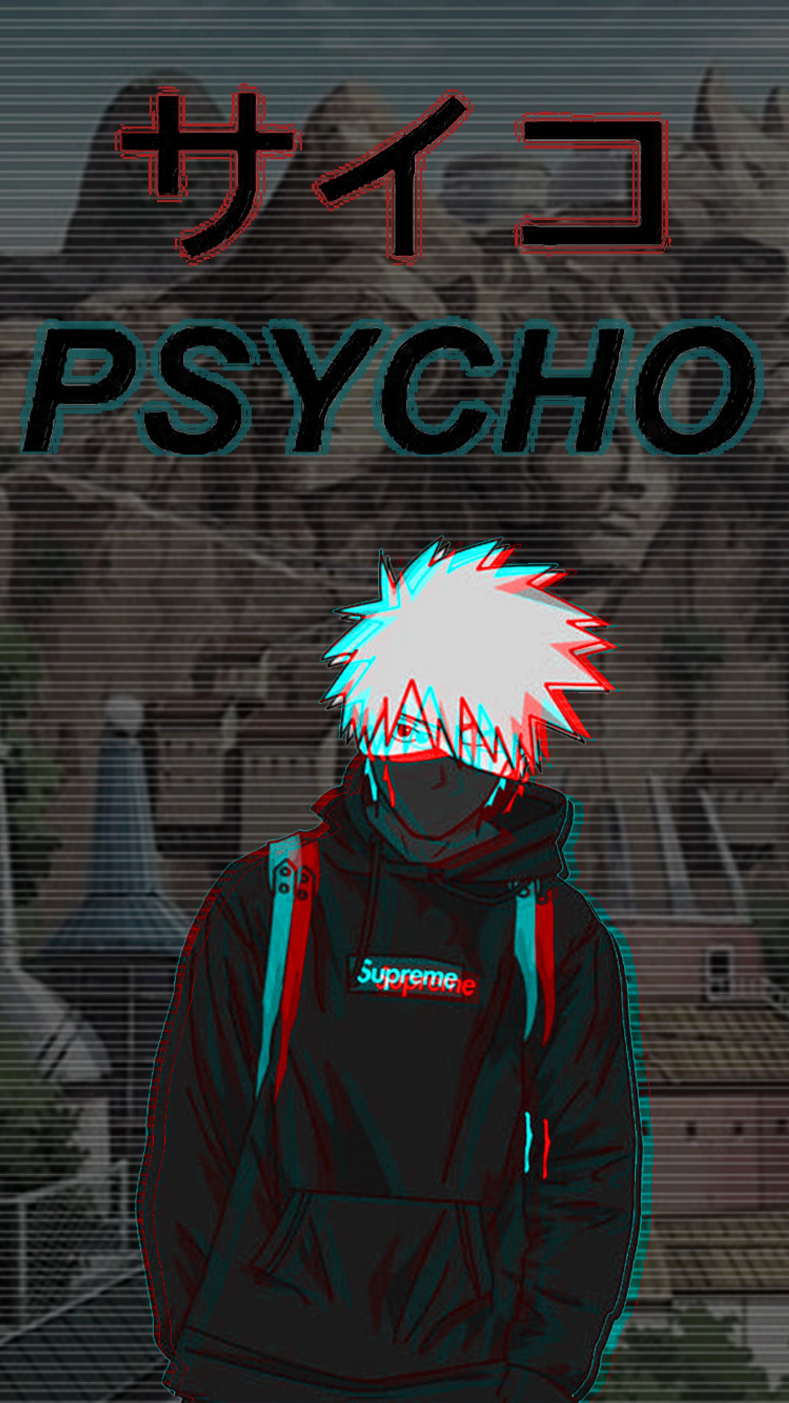 color, glitch, kakashi, naruto, supreme wallpaper