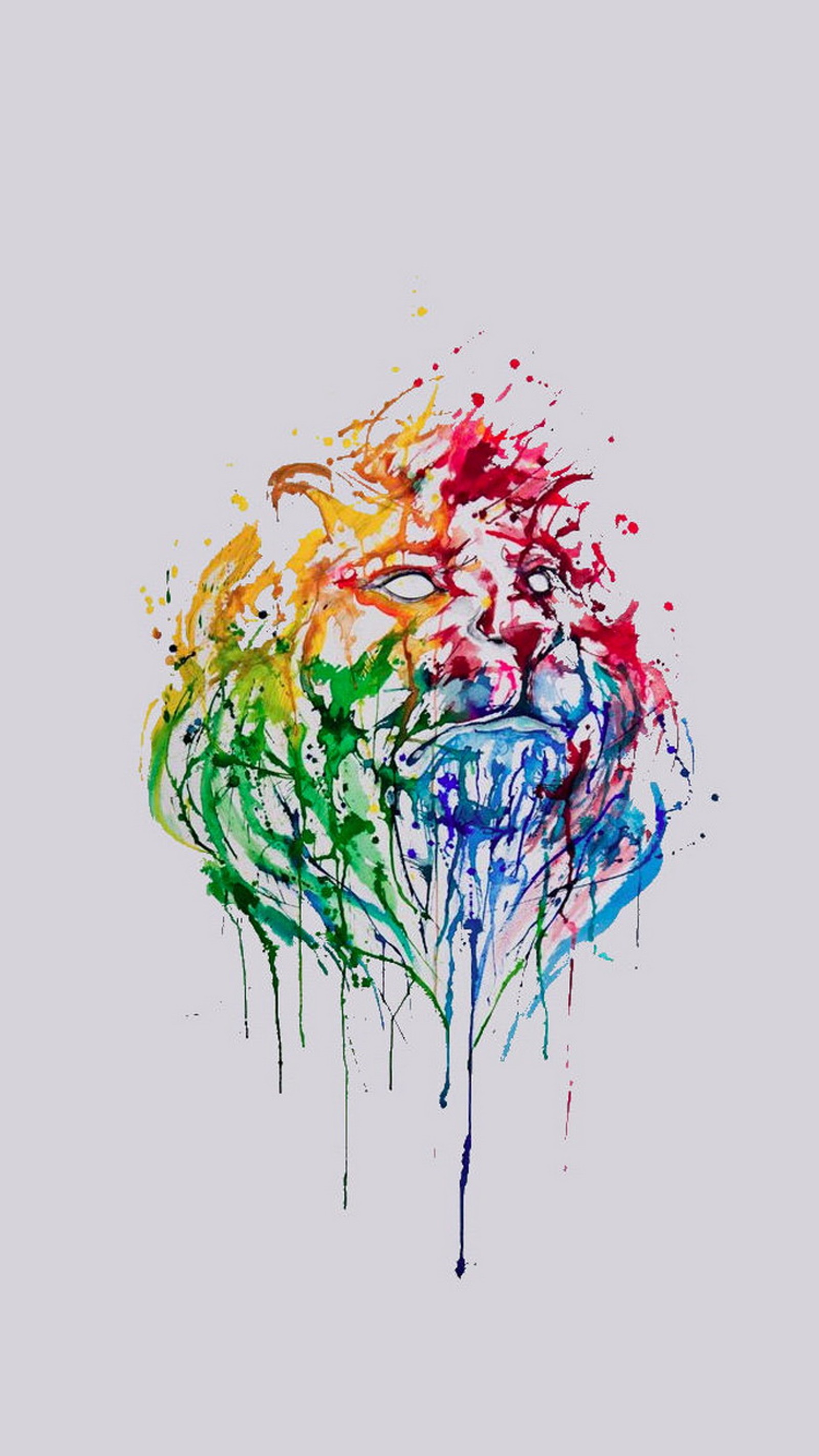 A painting of a brain with a rainbow paint splatter on it (like, wallpaper)