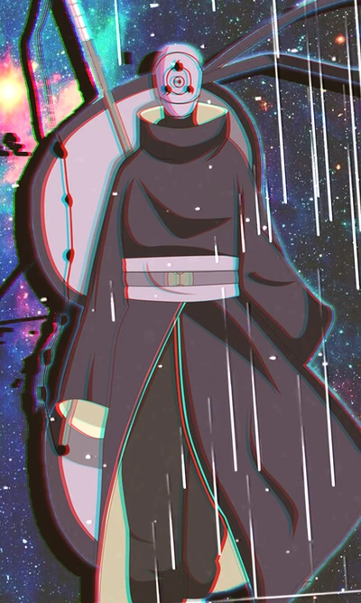 Entspannen im Kosmos: Tobi aus Naruto in einem atemberaubenden Anime-Hintergrundbild