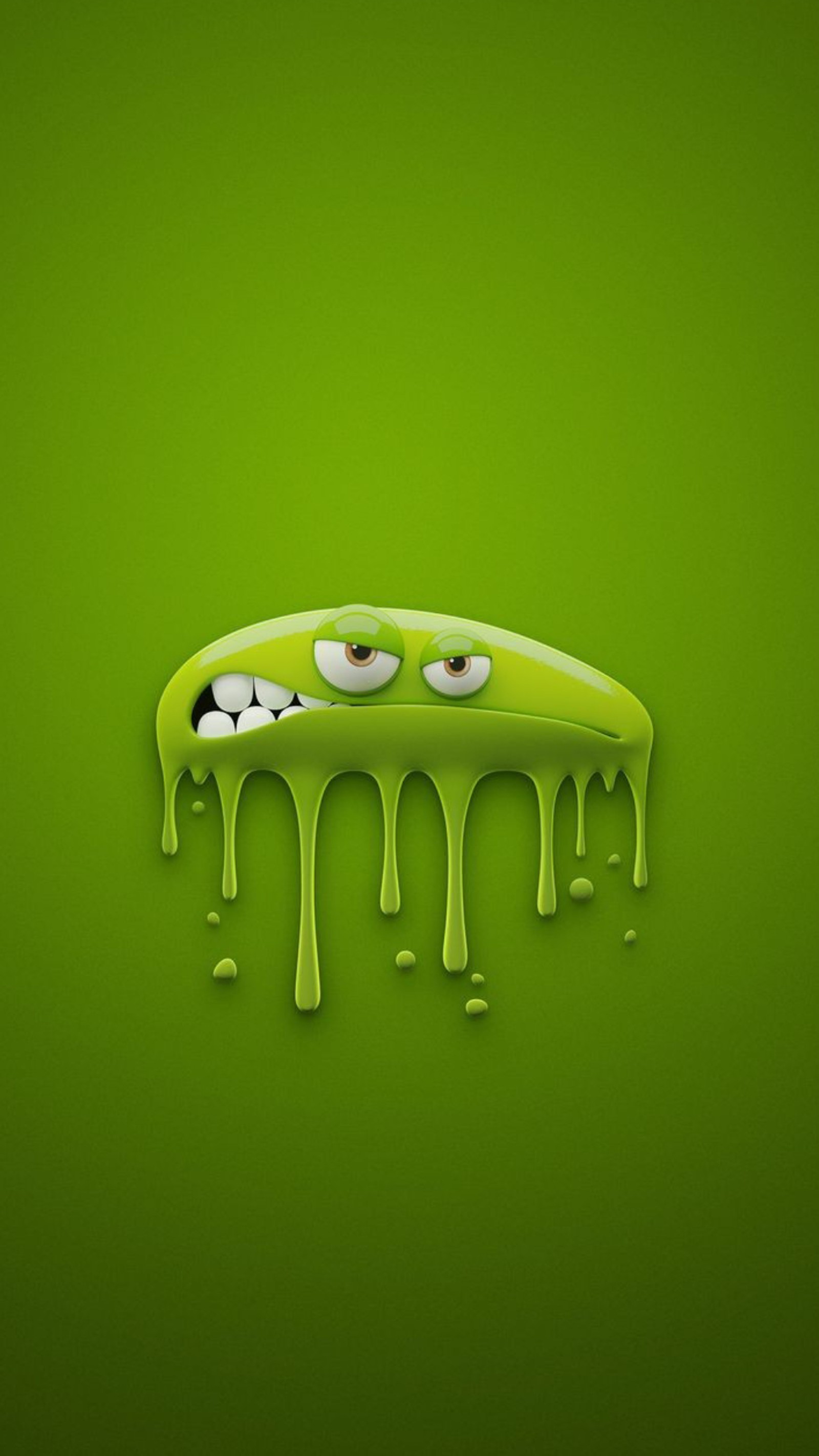 A close up of a green liquid dripping down a green wall (angry, cartoon, character, drawings, green)