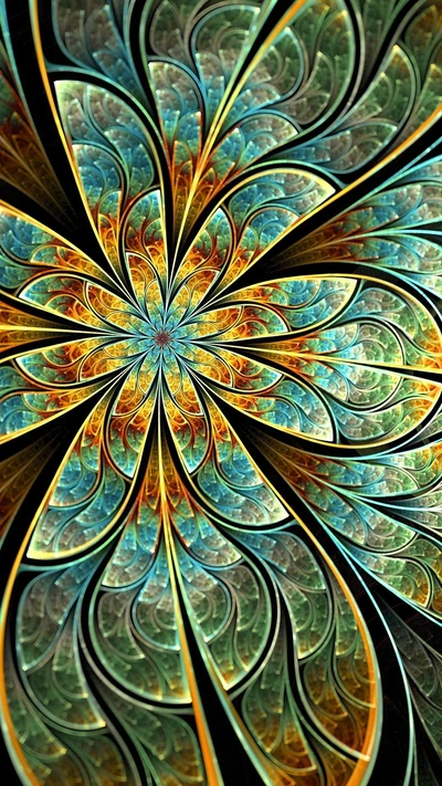 Flor fractal vibrante: Una exploración del arte abstracto