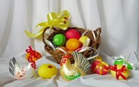 huevo de pascua, cesta de regalos, comida, fruta