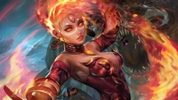 lina, dota 2, video game, defense of the ancients, girls