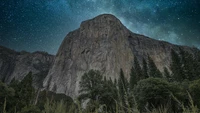 Majestic Mountain Under a Starry Sky