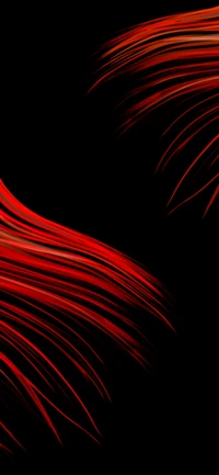 Vibrant Red Abstract Waves on Dark Background