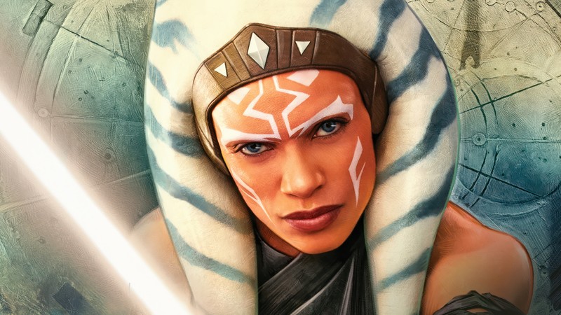 Крупный план женщины в маске звёздных войн (асока тано, ahsoka tano, сериал ахсока, ahsoka series, дисней)