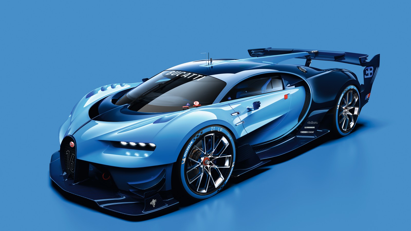 Une bugatti bleue sur un fond bleu (bugatti vision gran turismo, voitures conceptuelles, voitures, fond décran 4k)