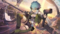 sinon, gun gale online, sword art online, anime, meninas de anime