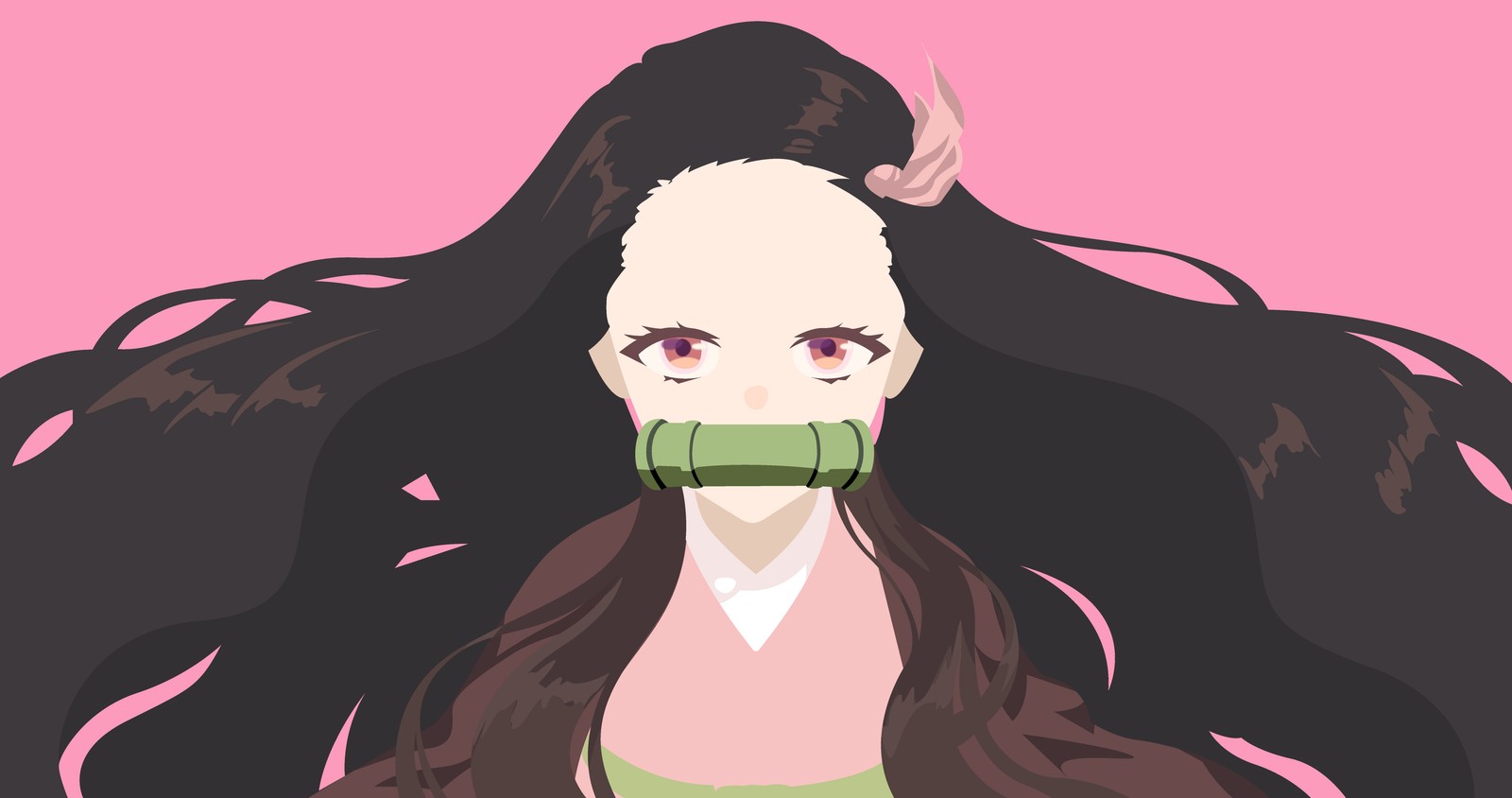 Baixar papel de parede nezuko kamado, arte minimalista, assassino de demônios kimetsu no yaiba, demon slayer kimetsu no yaiba, fundo rosa