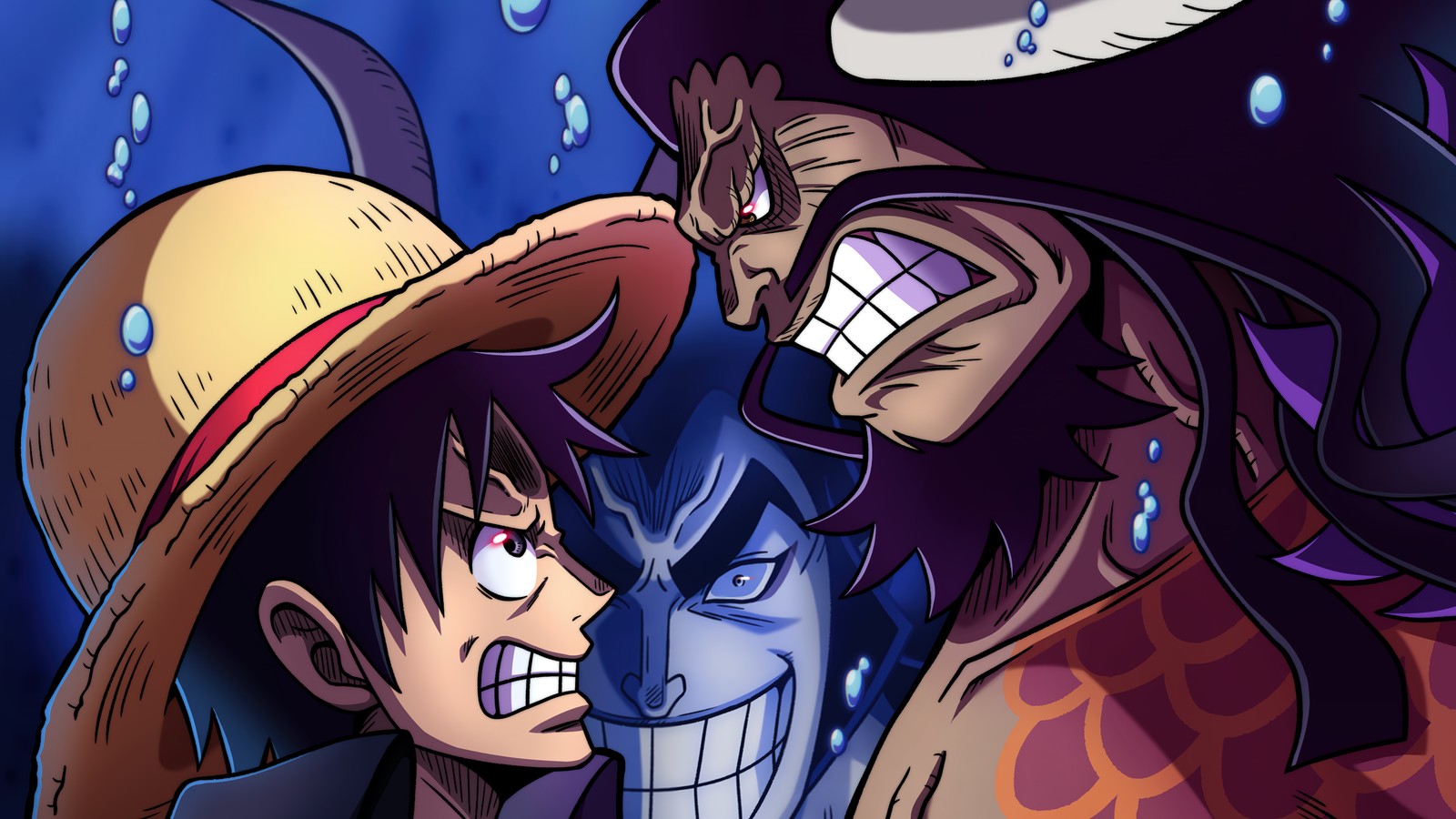 Скачать обои monkey d luffy, кайдо, kaido, ван пис, one piece