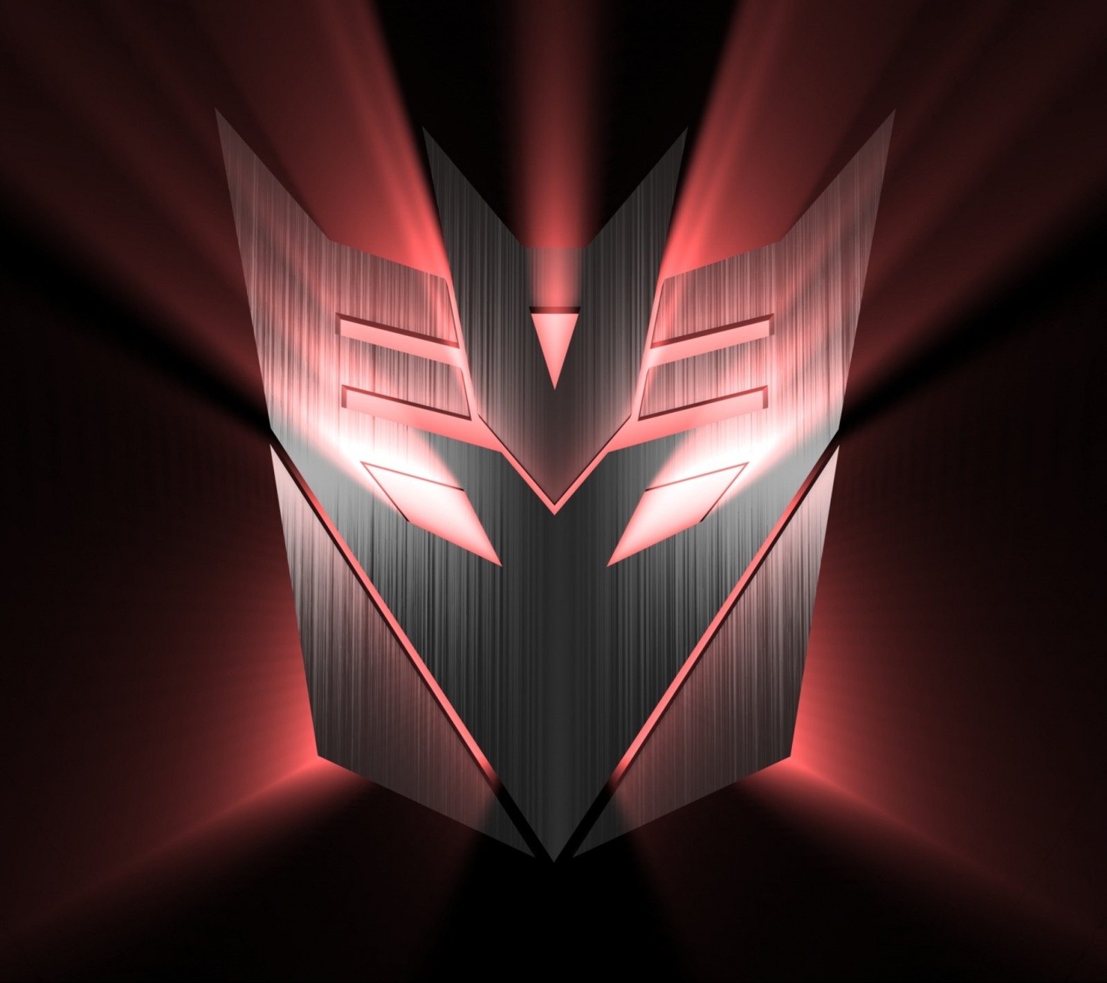 Un primer plano de un fondo negro y rojo con un logotipo (logos, transformers)