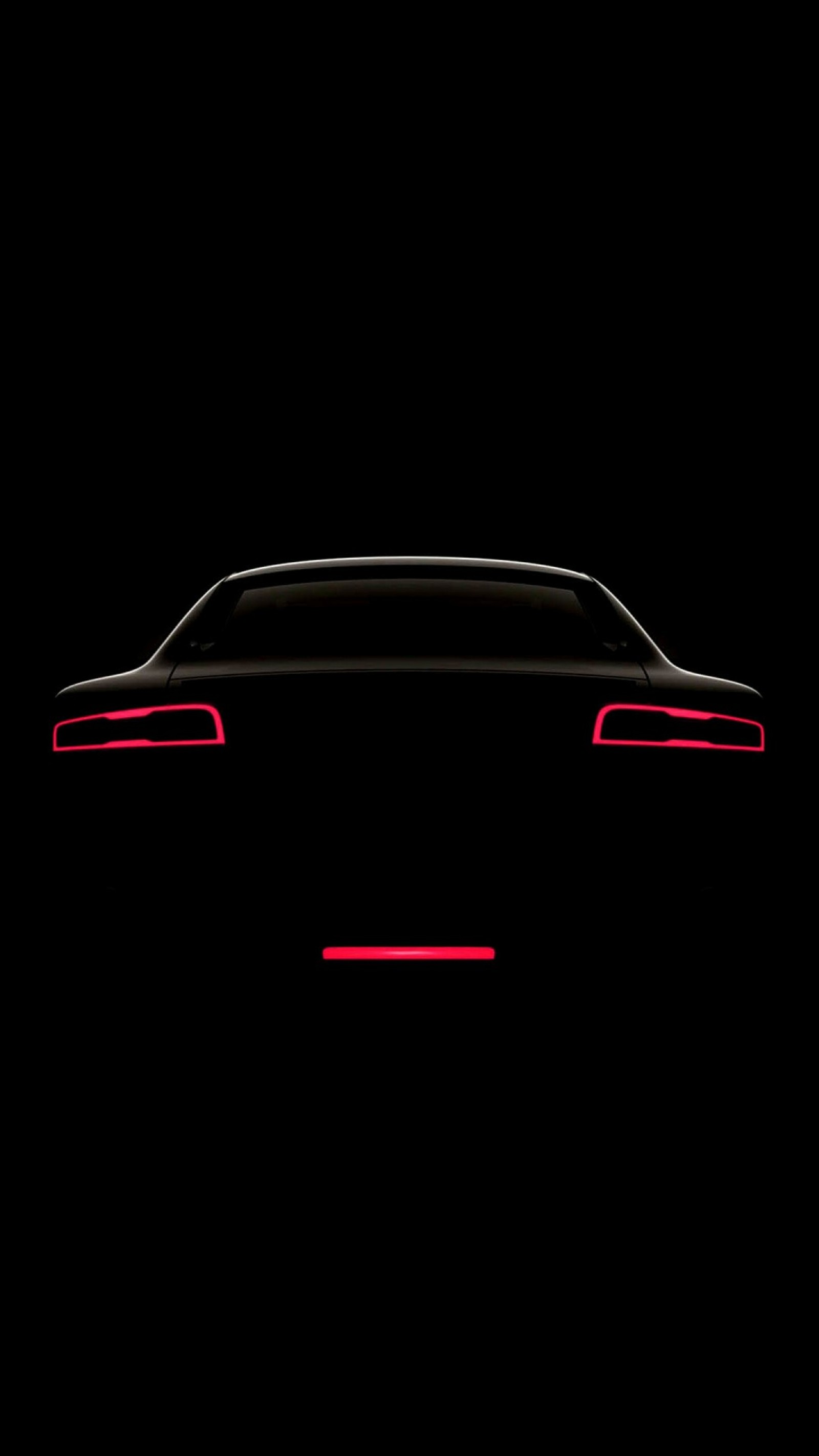 A black car with red lights in the dark (auto, black, car, light, neon)