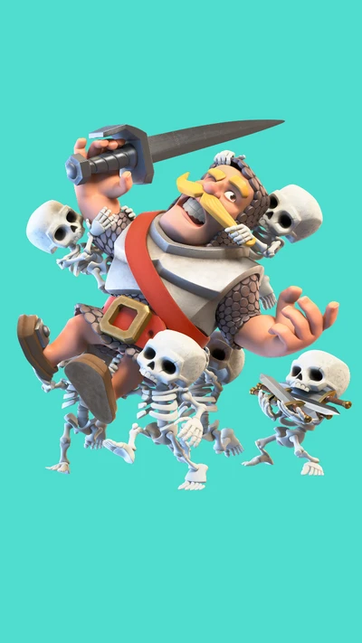 Knight Battling Skeletons in Clash Royale