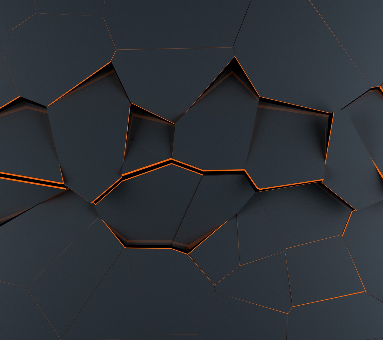 A close up of a black and orange wall with a lot of orange lines (cracks, dark, edges, grey, orange)