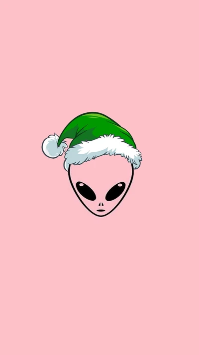 anlien, weihnachten, alienígena, außerirdisch, rosa hintergrund