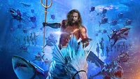 Aquaman se lance au combat dans l'affiche "Aquaman et le royaume perdu