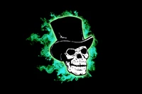 Elegant Skull Illustration with Green Flames