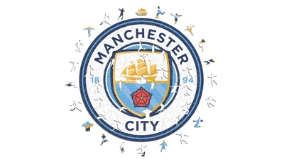 Wappen von Manchester City FC auf weißem Hintergrund