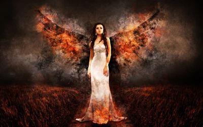 Dark Angel: A Fiery Transformation Amidst Shadows