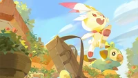 Scorbunny and Grookey Adventuring in a Vibrant Pokémon World