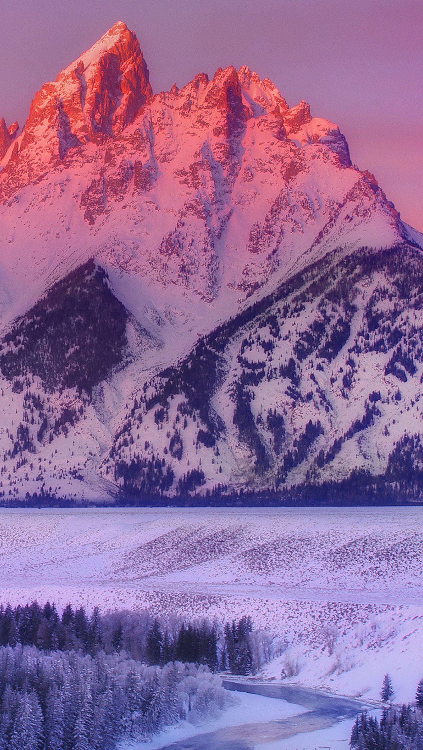 dawn, mountain, snow, sunrise, winter Download Wallpaper