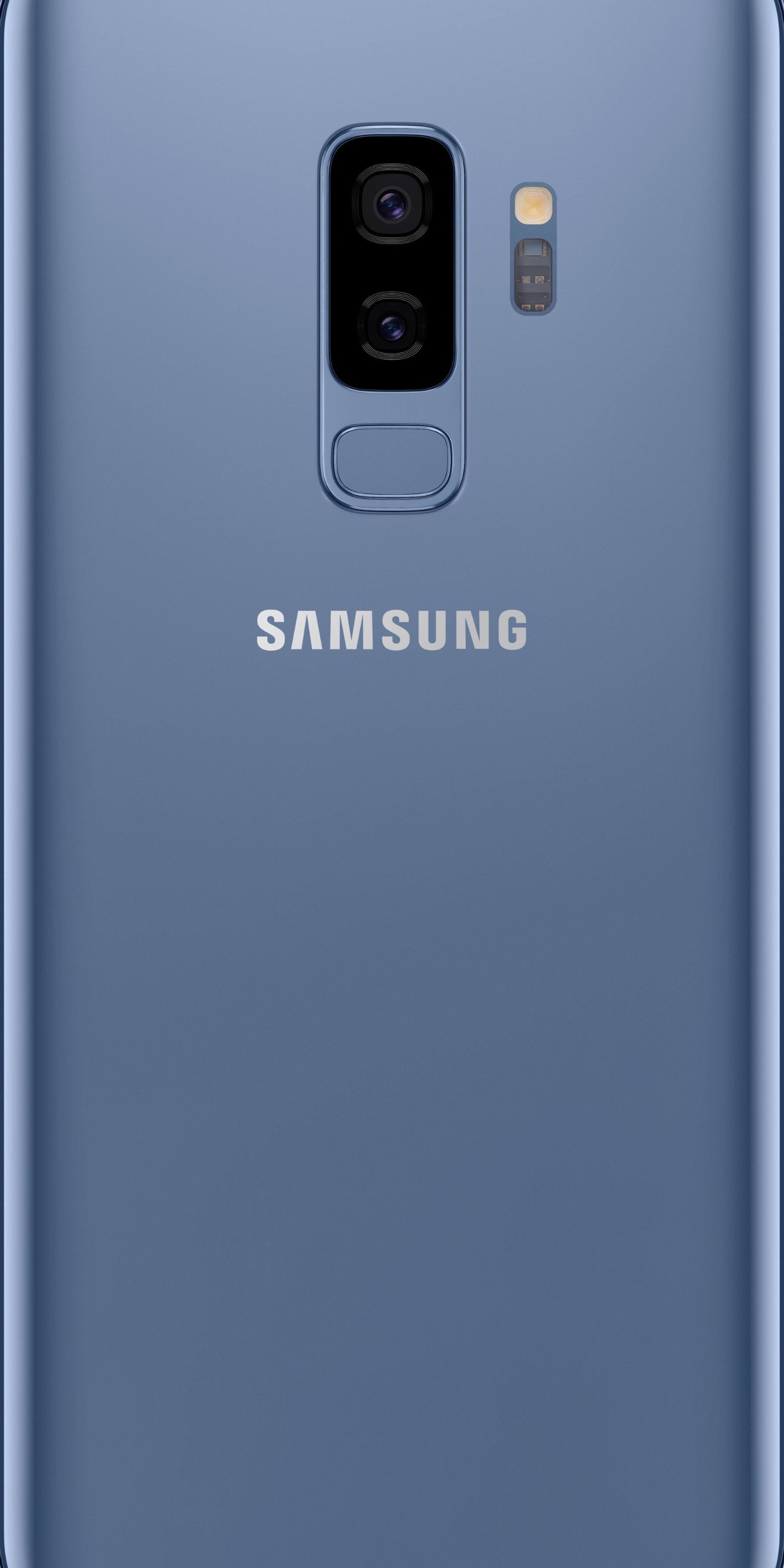 The back of a blue samsung s9 with a camera (galaxy, s9plus)