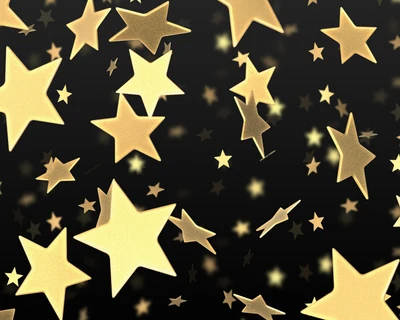 Golden Stars on a Dark Background