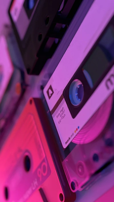 Cassettes colorées des années 80 : Une collection des plus grands succès