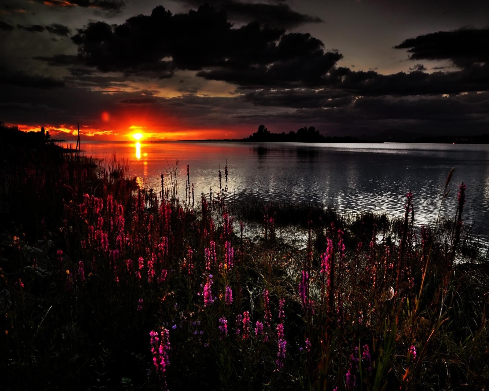 Téléchargez le fond d'écran lac, lumière du soleil