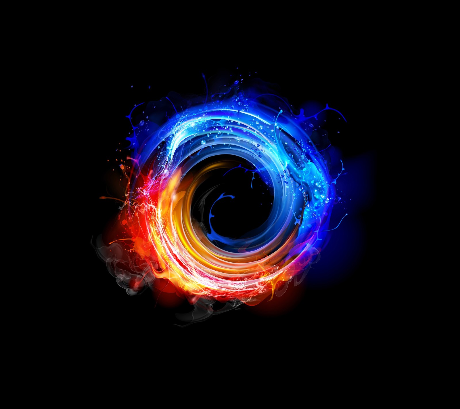 A close up of a colorful swirl on a black background (balance, huawei glory v9)