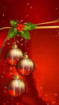 christmas, ornaments, red, gold wallpaper