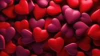 Vibrant Red and Purple Love Hearts Background