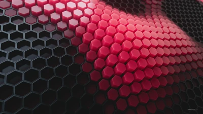 Abstract Geometric Patterns: Red and Black Hexagonal Honeycomb Design