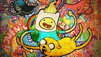 A aventura colorida de Finn e Jake na Terra de Ooo