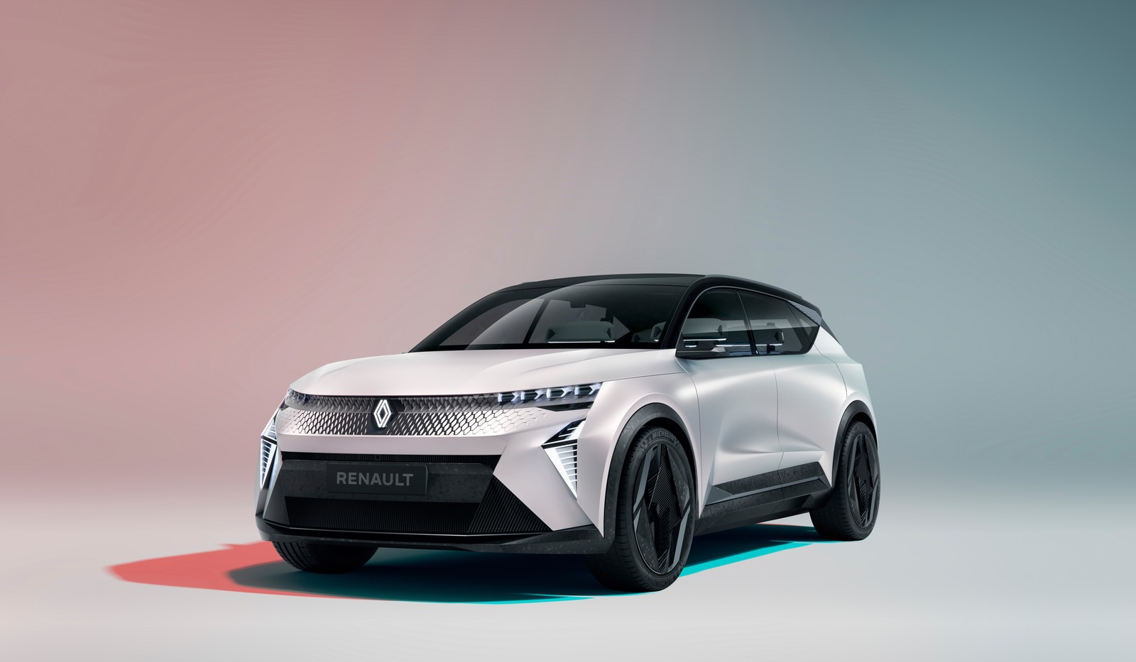 The new electric suv is shown in a studio setting (renault scénic vision, electric crossover, concept cars, 5k, cars)