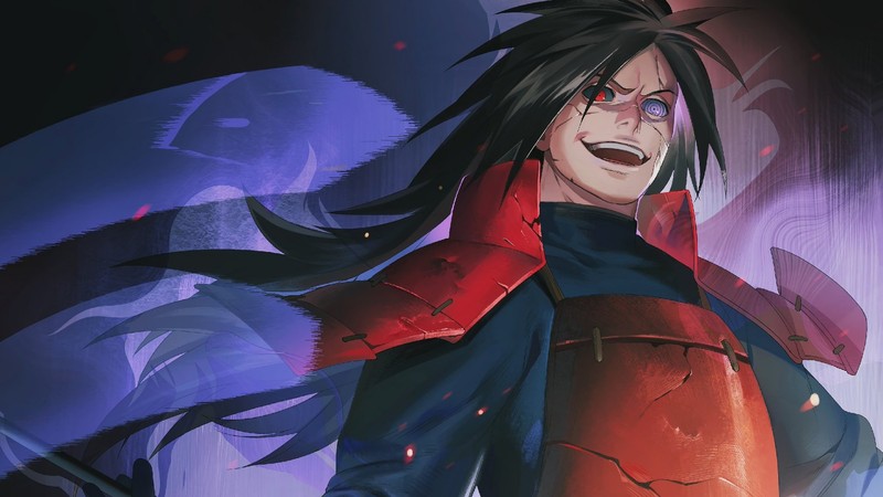 Мужчина в красном и черном костюме с мечом (мадара учиха, madara uchiha, шаринган, sharingan, риннеган)