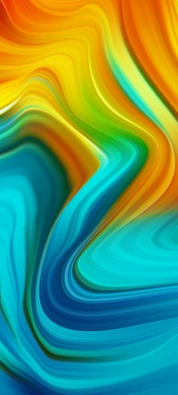 Vibrant Fractal Flow: A Colorful Dance of Orange, Aqua, and Magenta