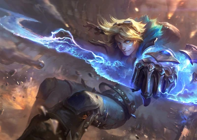 Ezreal libère le pouvoir arcanique dans une bataille épique de League of Legends