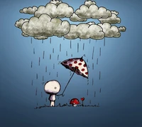 mignon, sympa, pluie, parapluie