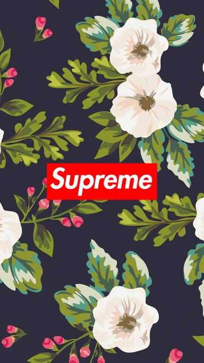 Vintage Floral Pattern with Supreme Branding