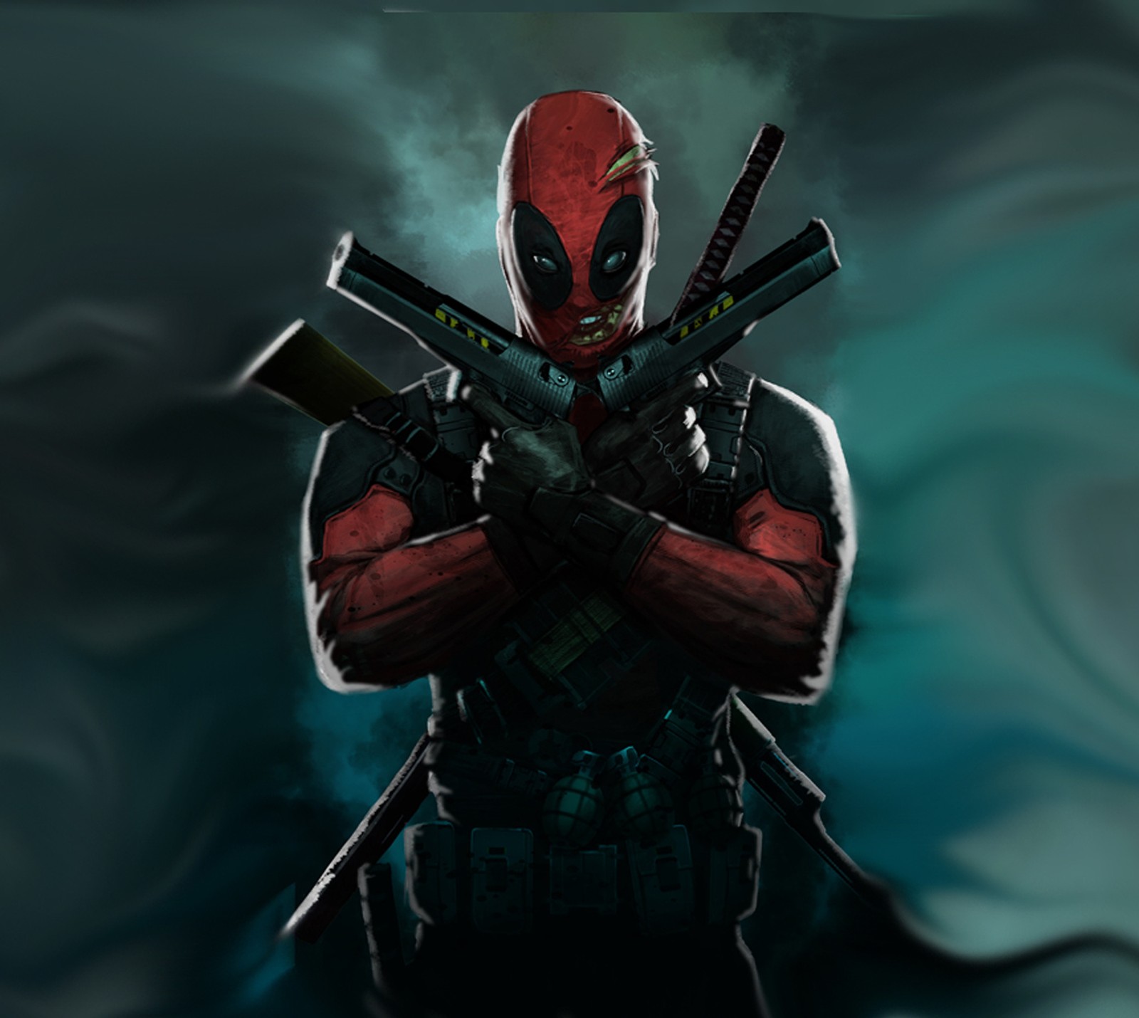 Deadpool рядом с темным рыцарем на deviantart (убийца, комиксы, marvel, samsung s3)