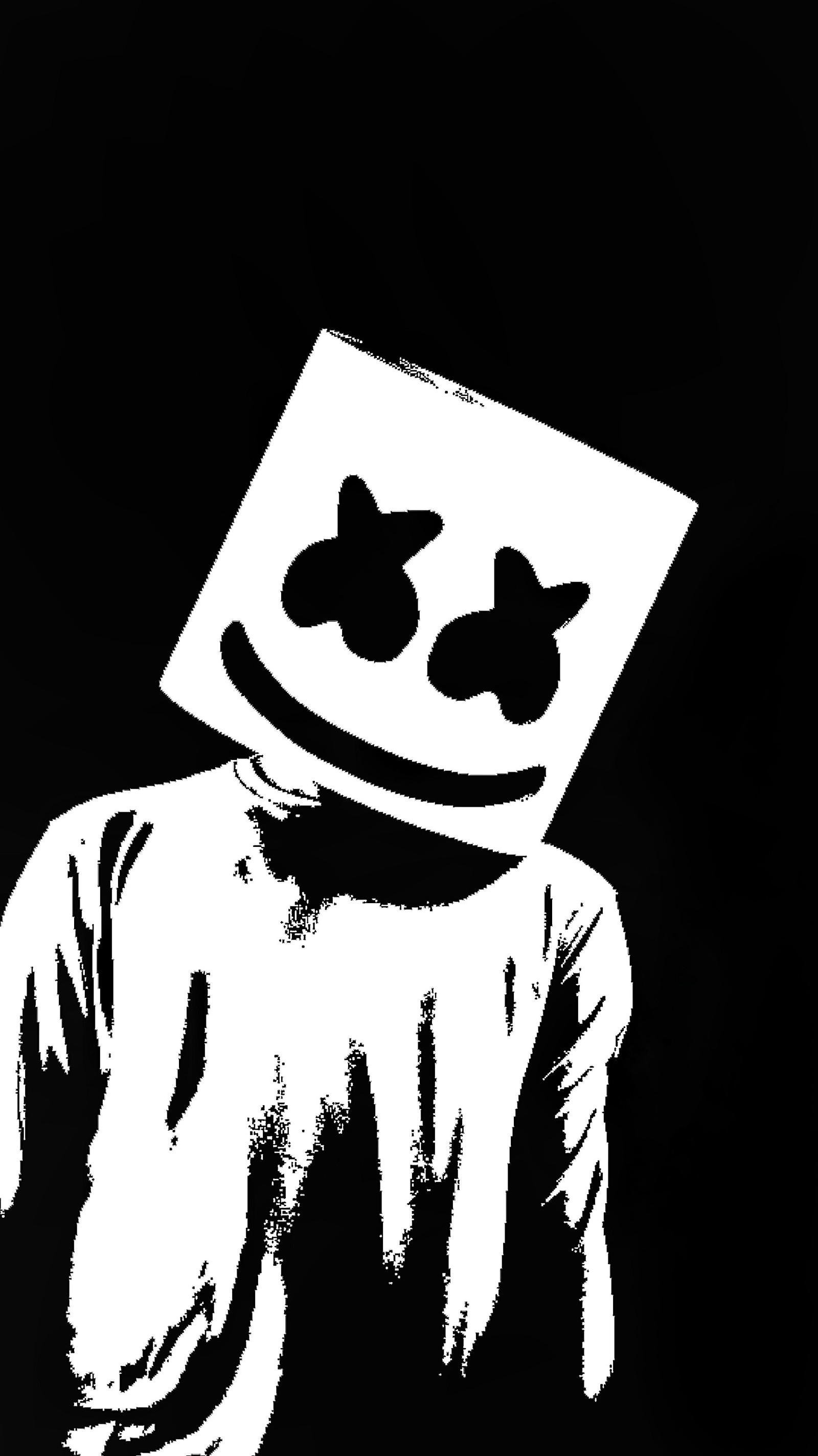 Скачать обои marshmello, бв, bw, чёрный, белый