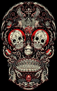 Vibrant Sugar Skull Art with Intricate Details and Symbolic Elements