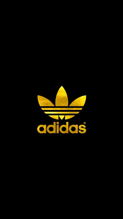 Logo dorado de Adidas sobre fondo negro: Poder en el deporte