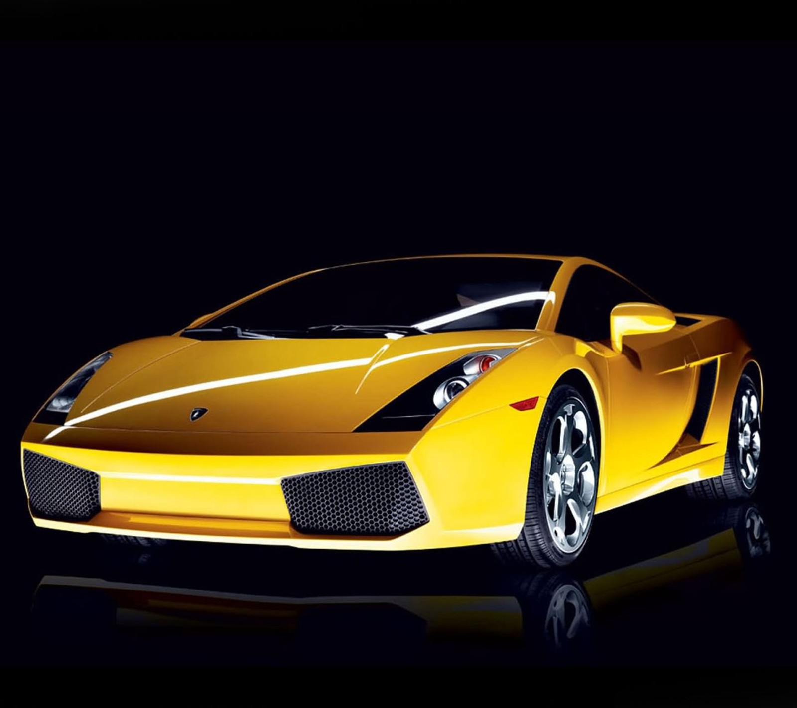 Gros plan d'une voiture de sport jaune sur fond noir (2012, incroyable, meilleur, voiture, design)