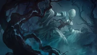 Ethereal Wraithcaller in a Shadowy Forest